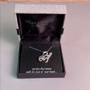 Silver-Plated Swan & crystal rhinestones Necklace by Heartbeat NIB